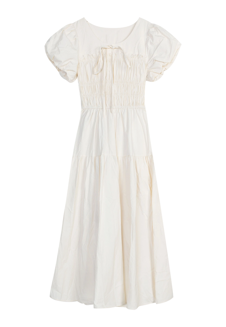 Women's Puff Sleeve Smocked Midi Dress