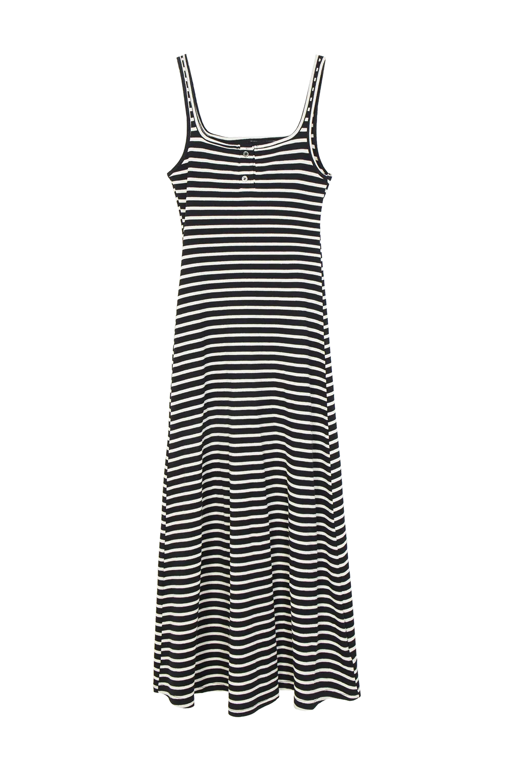 Women's Striped Sleeveless A-Line Dress with Front Buttons