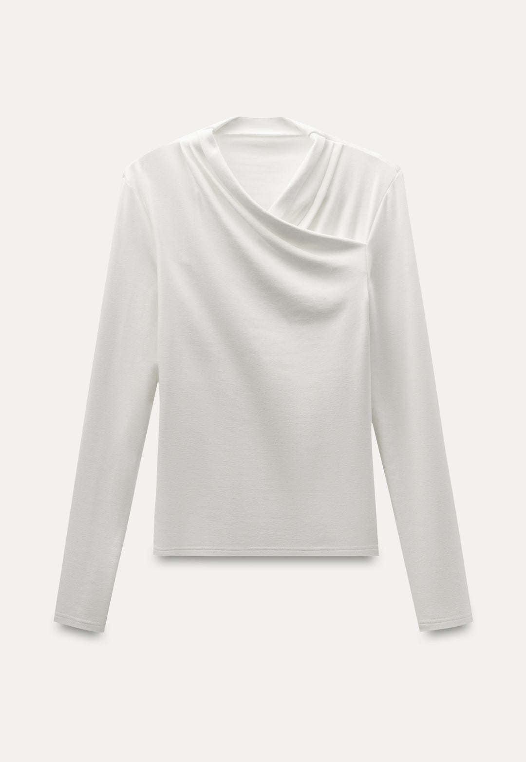 Draped Collar Long Sleeve Top