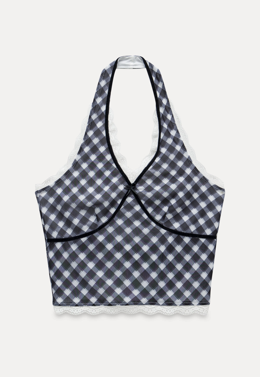 Gingham Lace Halter Top