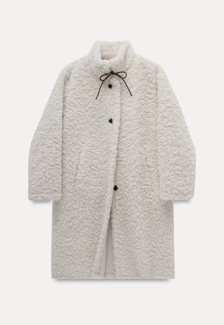 Toggle Button Shearling Long Coat