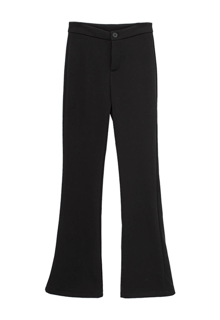 Women's Black Flare Pants with Front Button Closure
