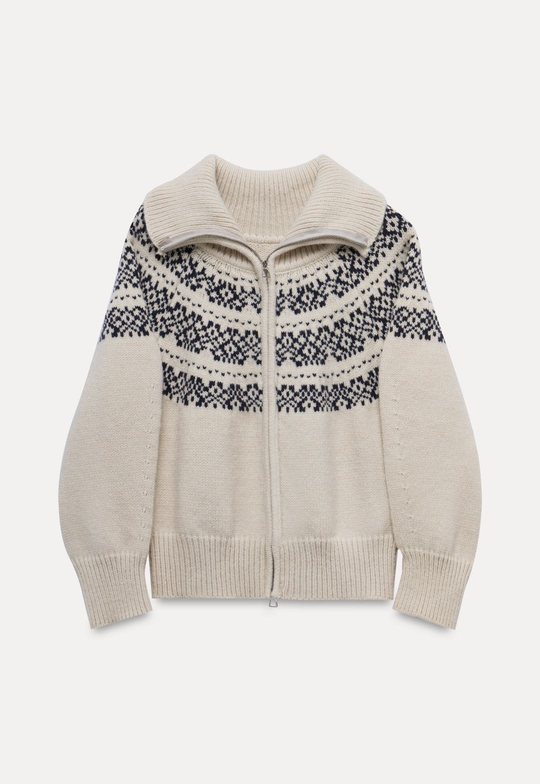 Women's Nordic Pattern Zip-Up Cardigan Sweater