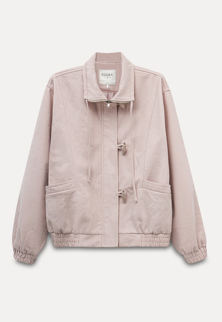 Toggle Button Zip-Up Jacket