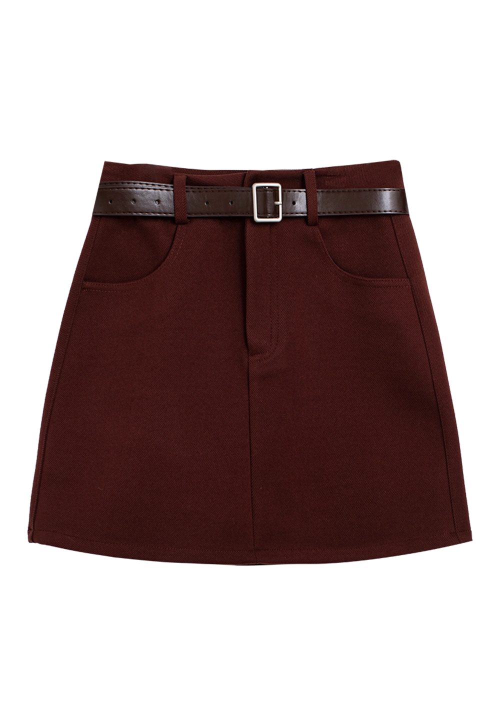 Women's A-Line Mini Skirt with Belt - High Waist Casual Skirt