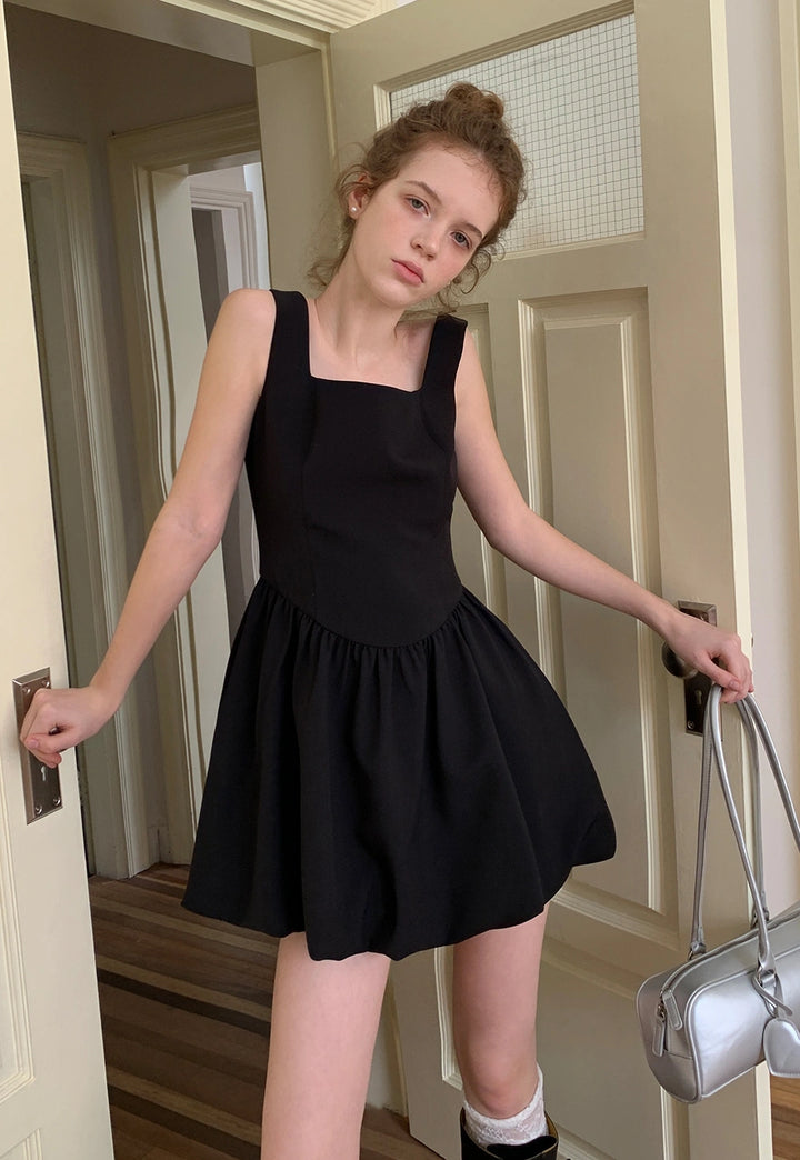 Black Square Neck Mini Dress