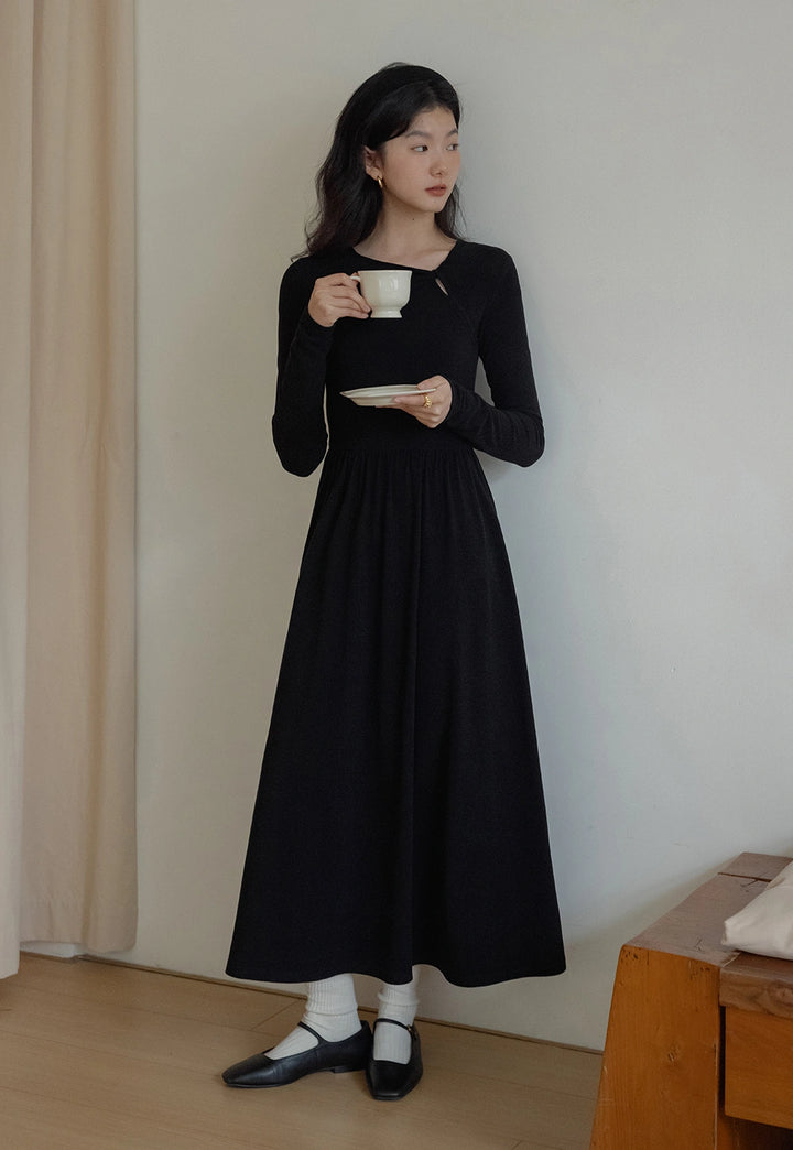 Women's Long-Sleeve Black Dress