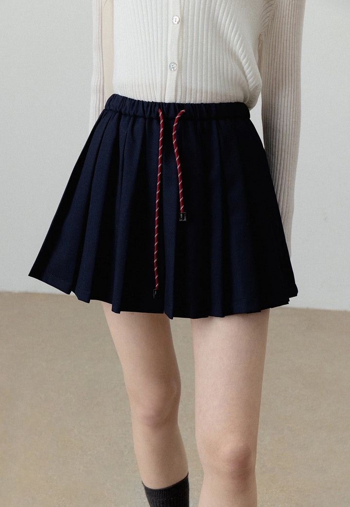 Women's Drawstring Pleated Midi Skirt