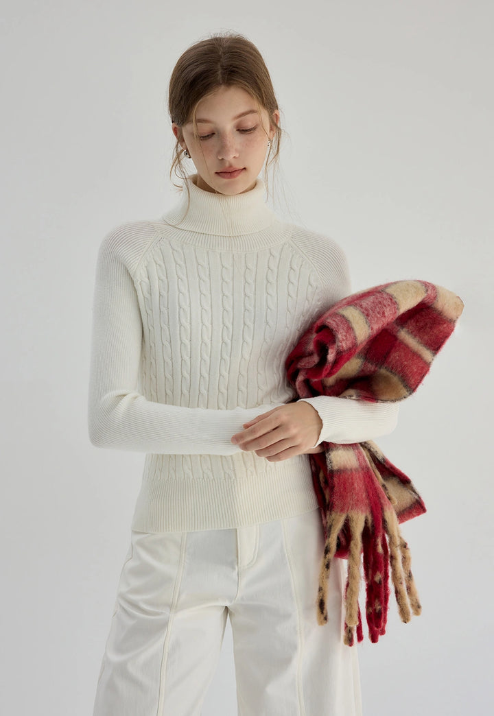 Cable-Knit Turtleneck Bottoming Shirt