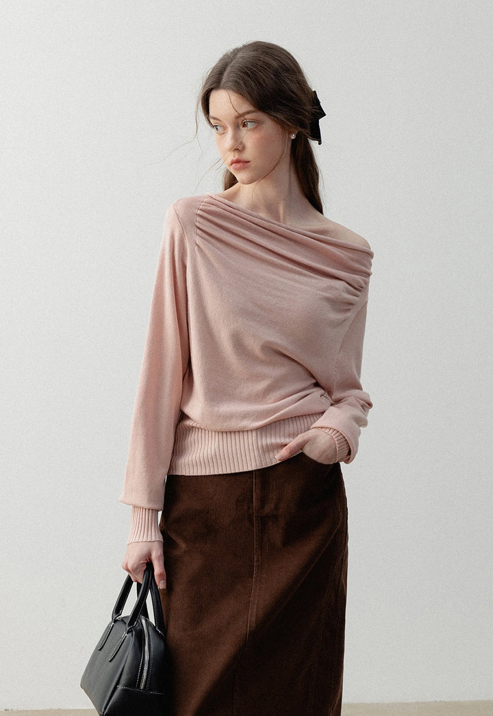 Women's Off-Shoulder Draped Sweater