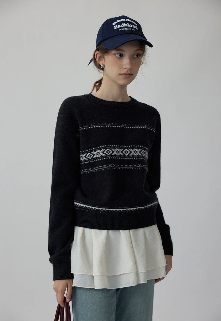 Women's Black Fair Isle Knit Sweater