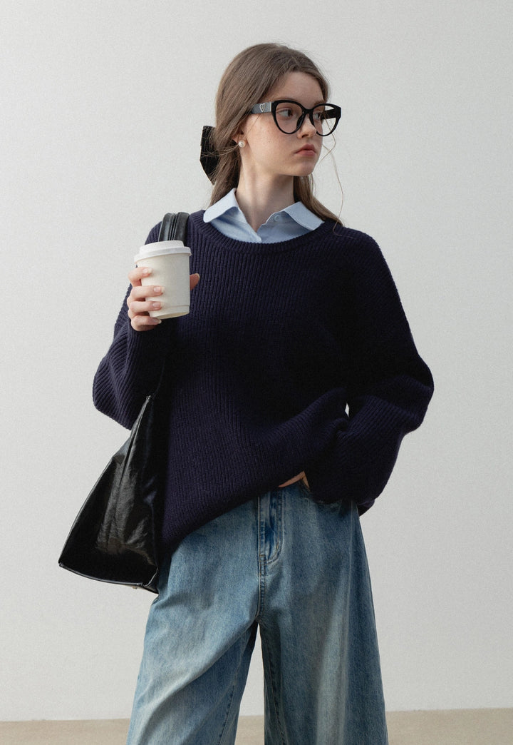 Women's Oversized Crewneck Knit Sweater