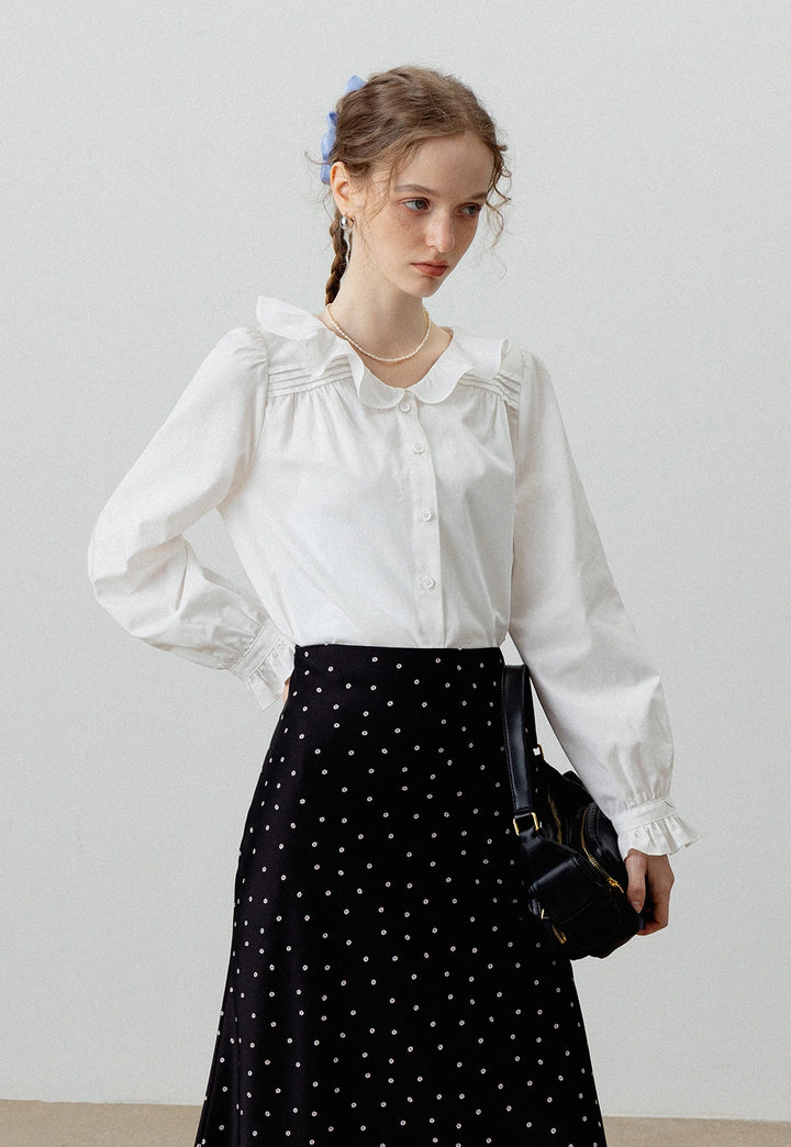 Women's Peter Pan Collar Long-Sleeve Blouse