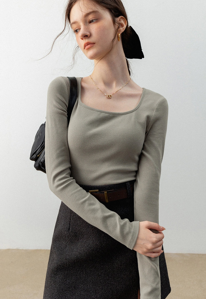 Women's Square-Neck Long-Sleeve Top