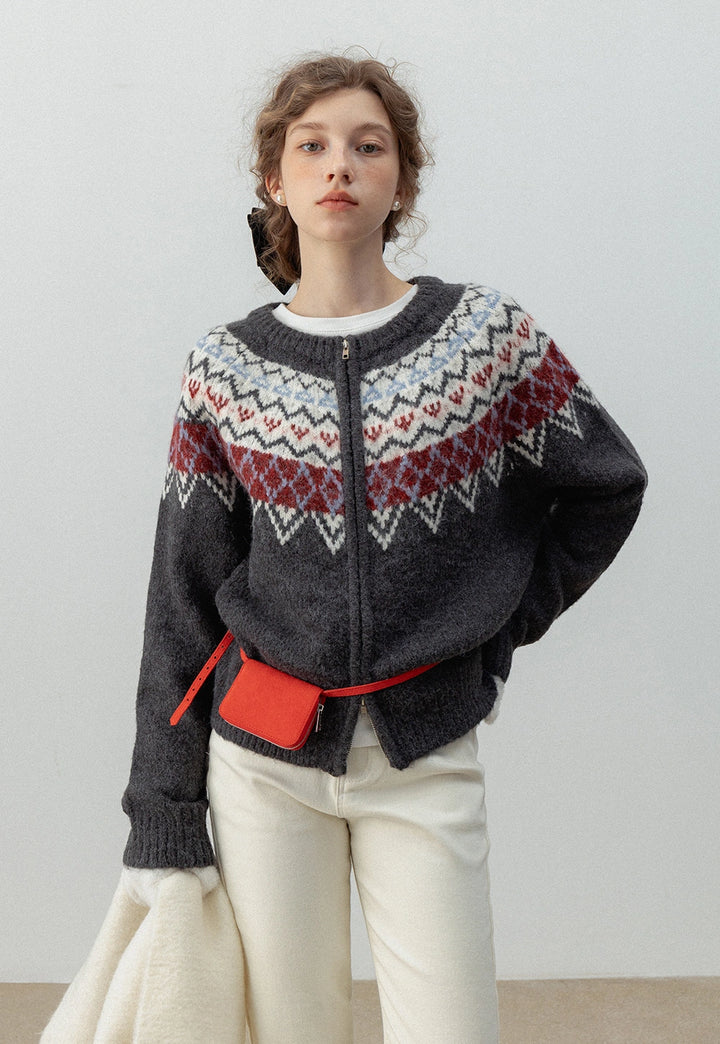 Women's Fair Isle Zip-Up Cardigan