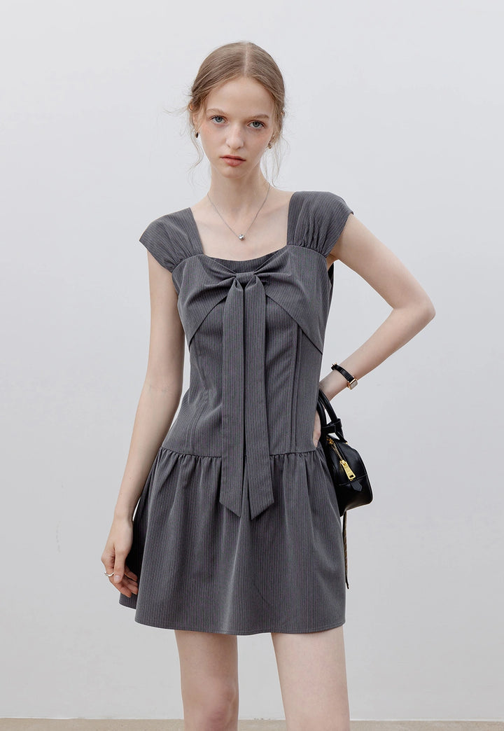 Women's Grey Dress with Bow Detail