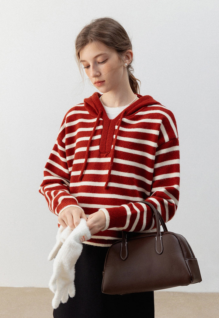 Women's Striped Hoodie Sweater