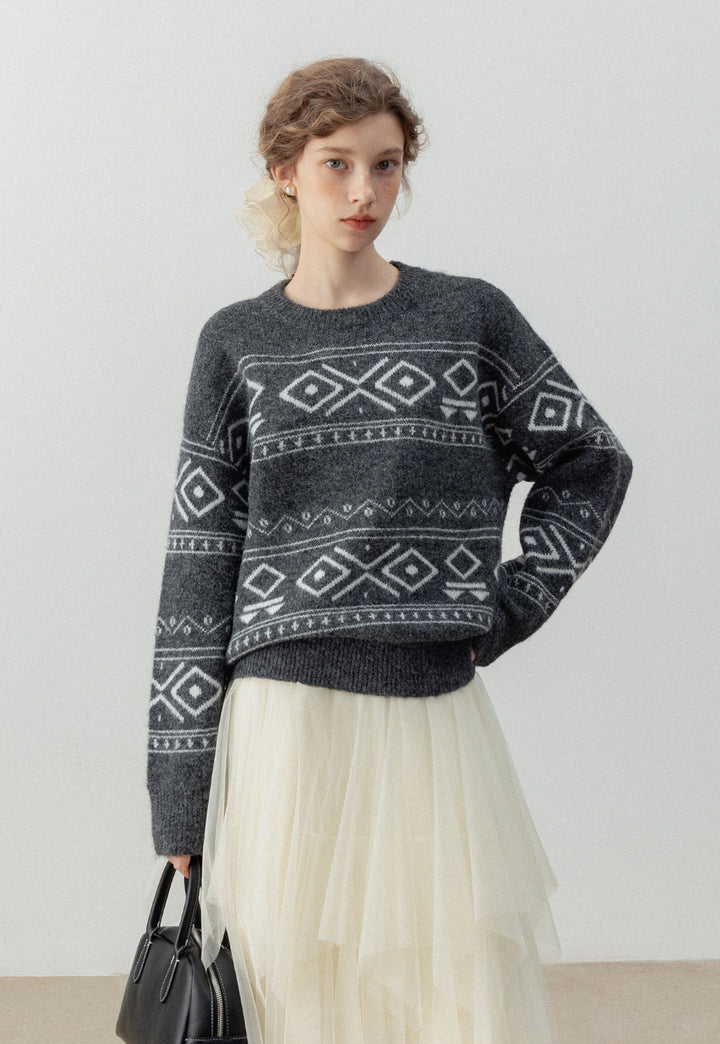 Geometric Patterned Knit Sweater