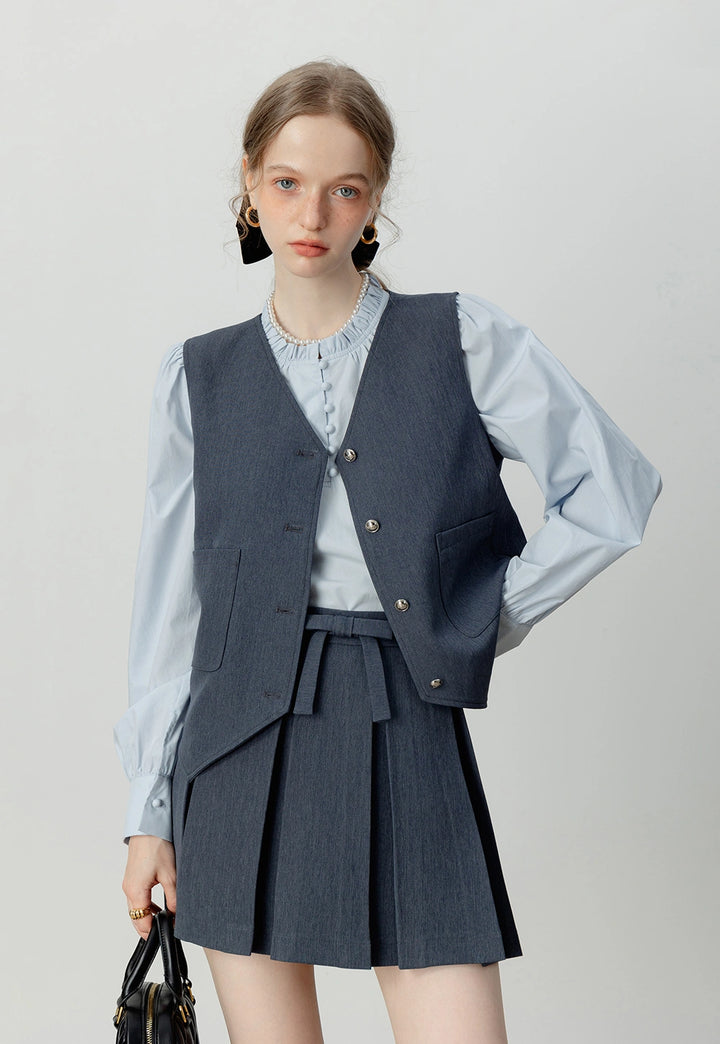 Women's Vest and Pleated Skirt Set