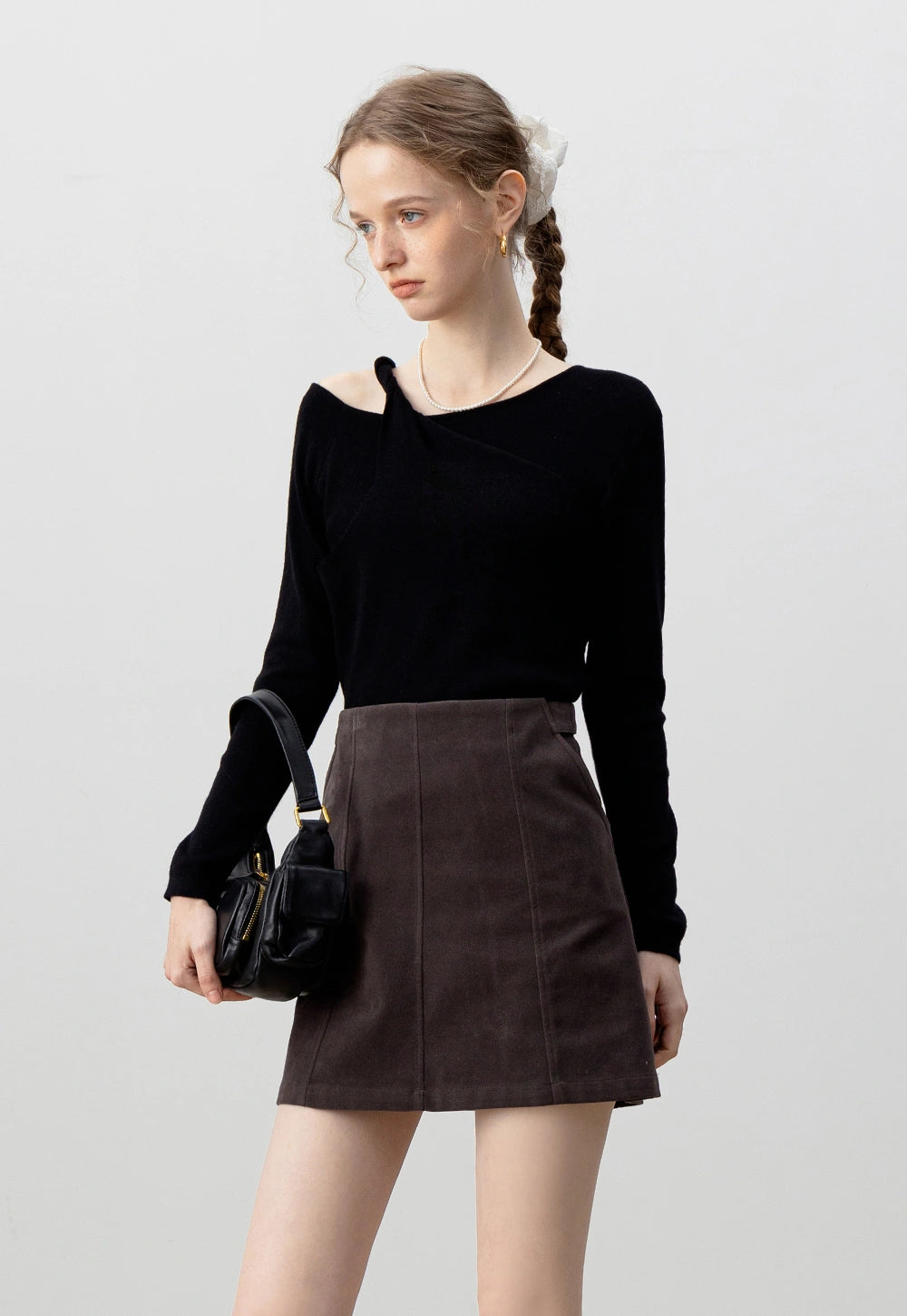 Women's A-Line Faux Suede Mini Skirt