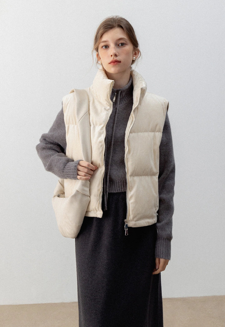 Puffer Vest with High Neck and Zip Closure