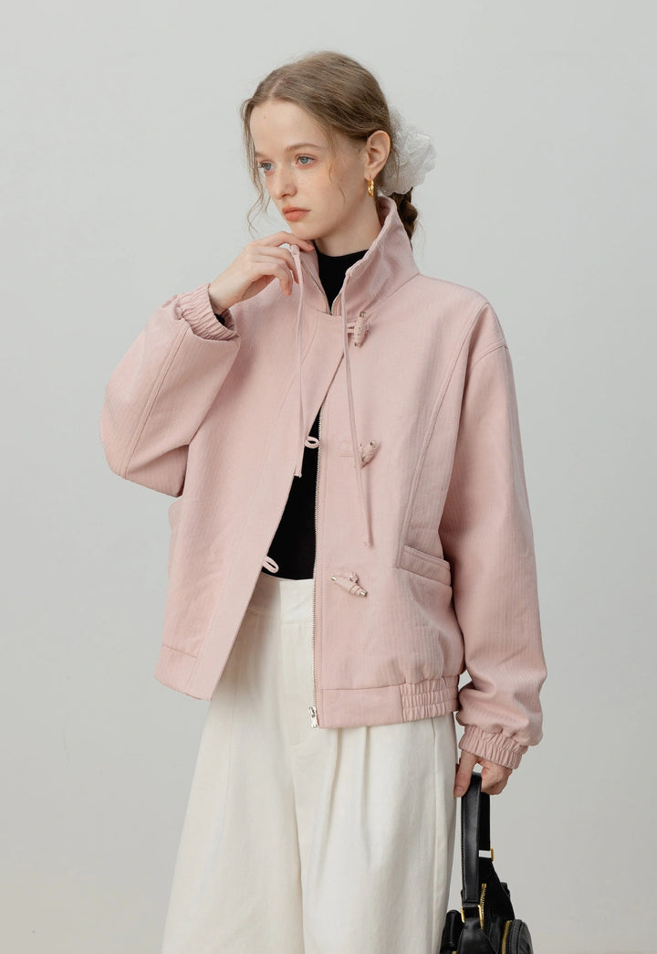 Toggle Button Zip-Up Jacket