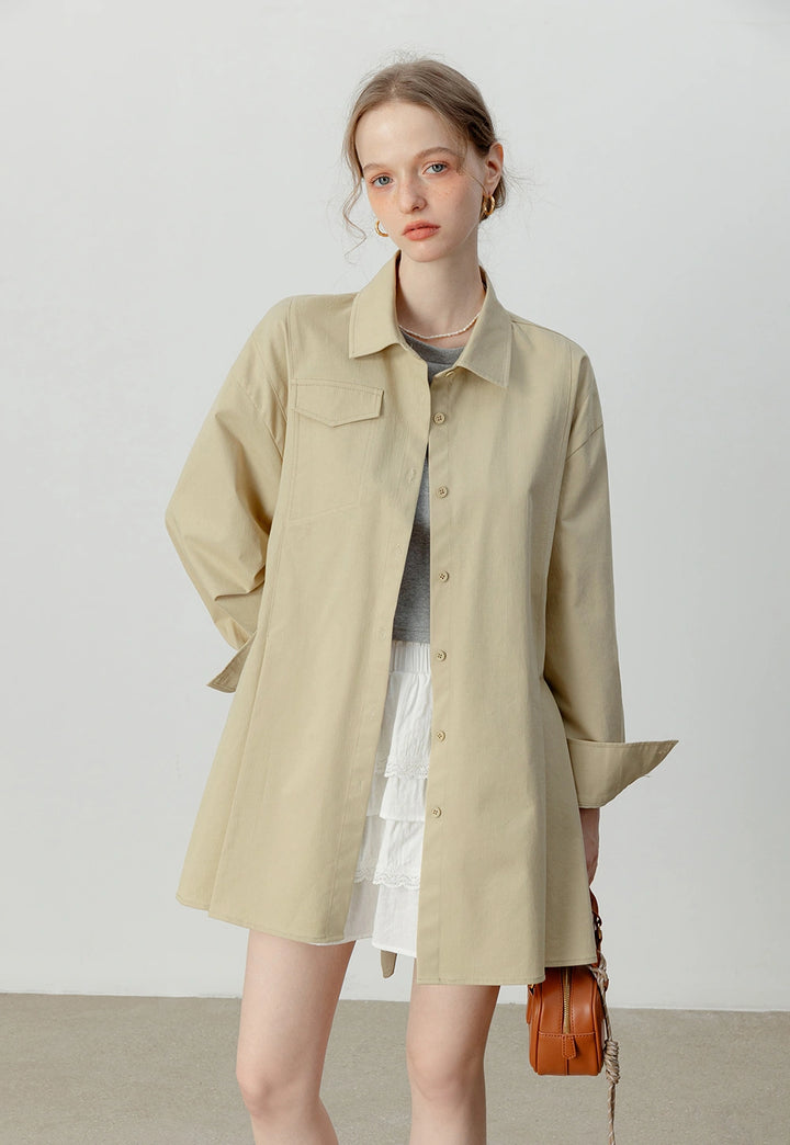 Women's Belted Utility Shirt Long Sleeves Dress