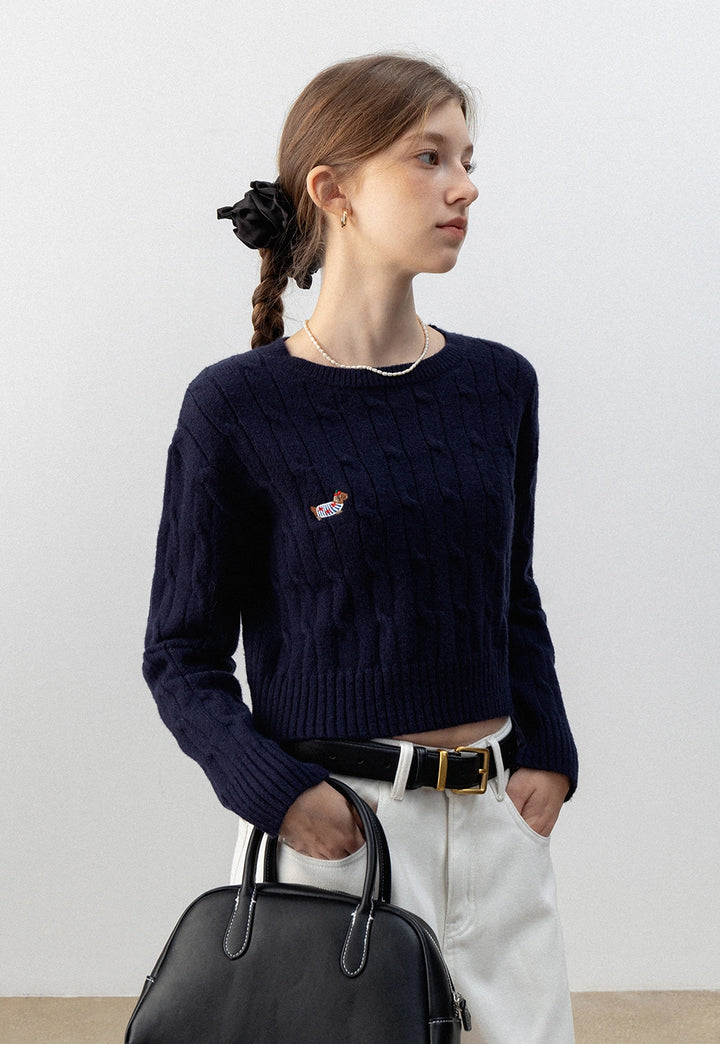 Cable Knit Cropped Sweater