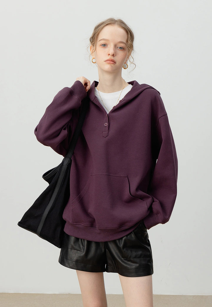 Women's Button-Up Hoodie – Oversized Pullover Sweatshirt