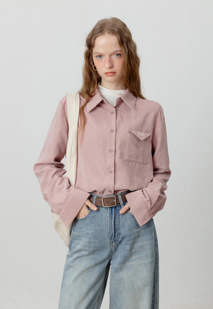 Women's Button-Up Shirt with Pocket Detail