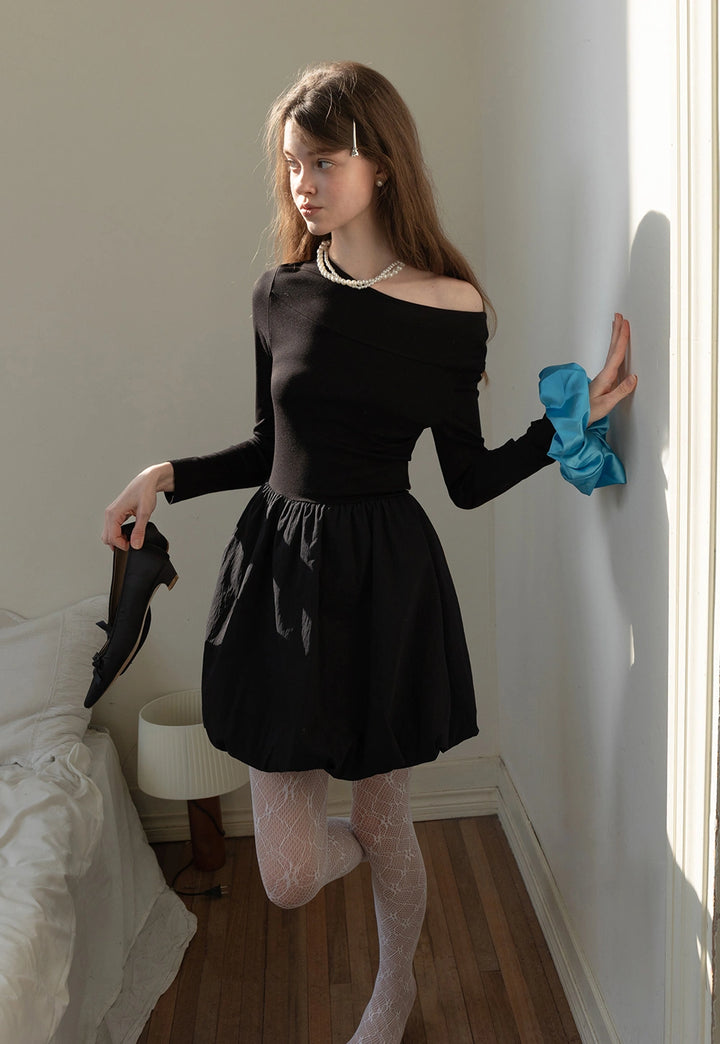 Women's Bow-Tie Collar Long Sleeve Dress