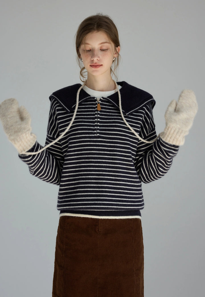 Striped Sweater With Sailor Collar