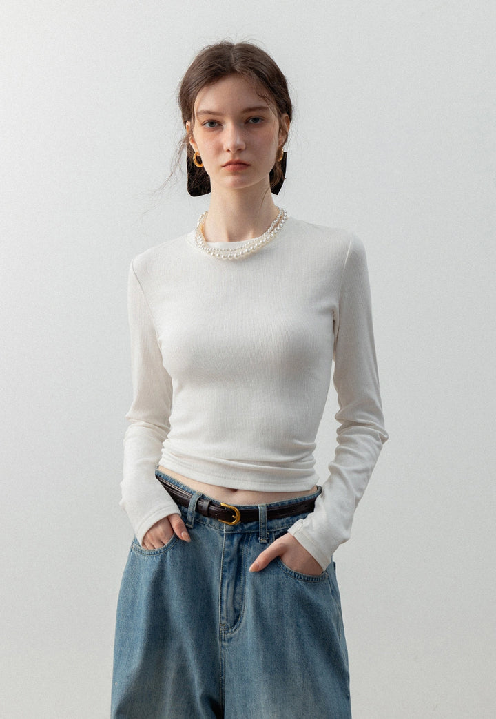 Women's Long Sleeve Basic Cropped T-Shirt