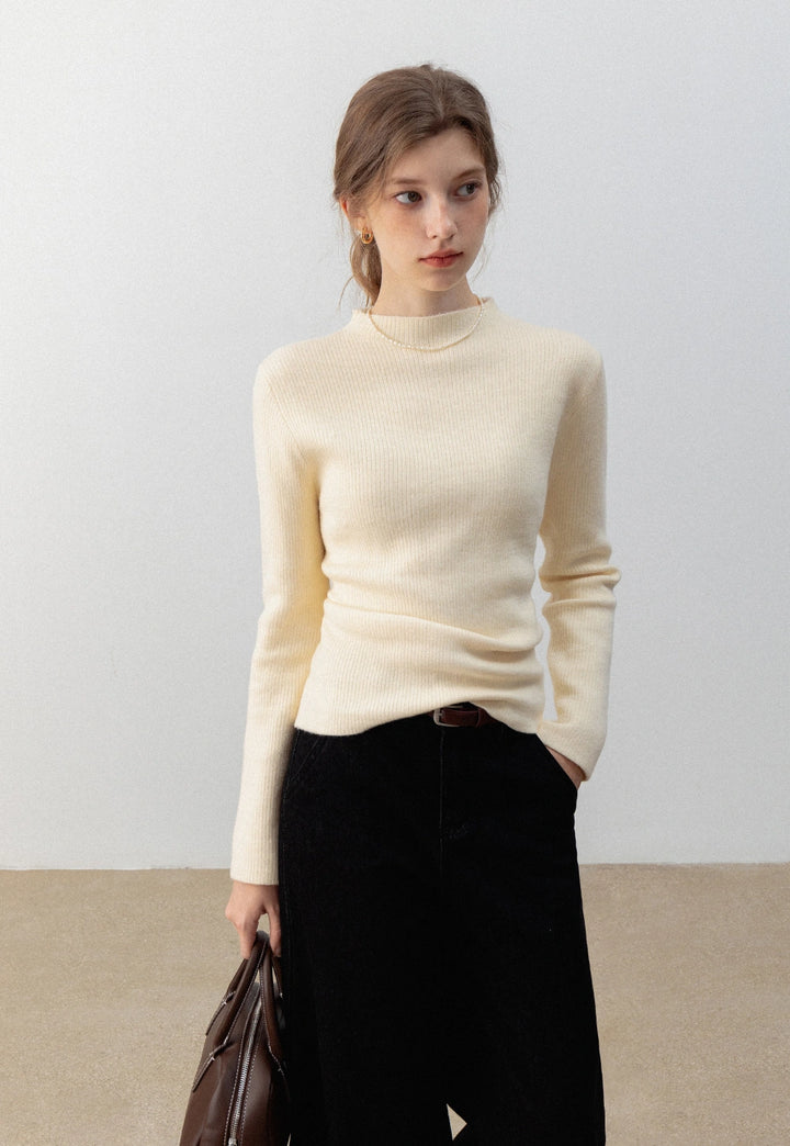 Women's Mock Neck Ribbed Knit Sweater