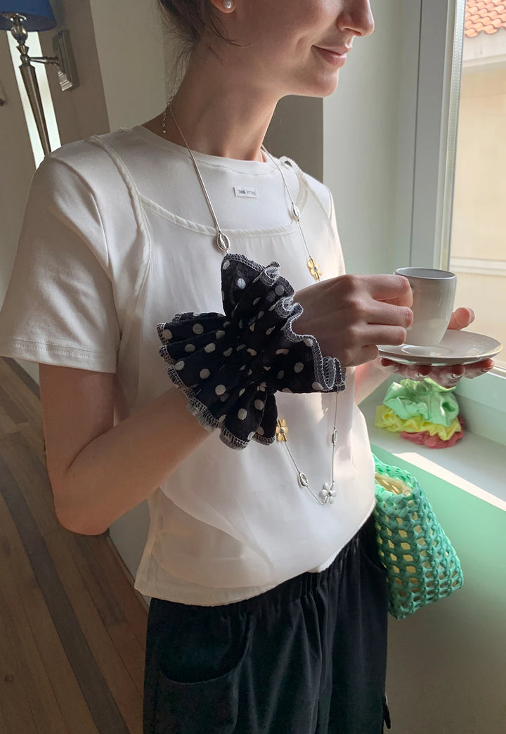 Polka Dot Ruffle Scrunchie