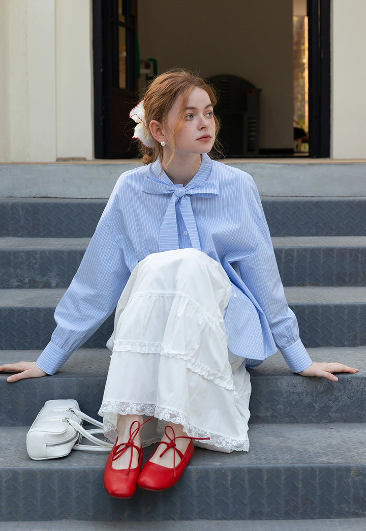 Women’s Striped Bow Tie Blouse