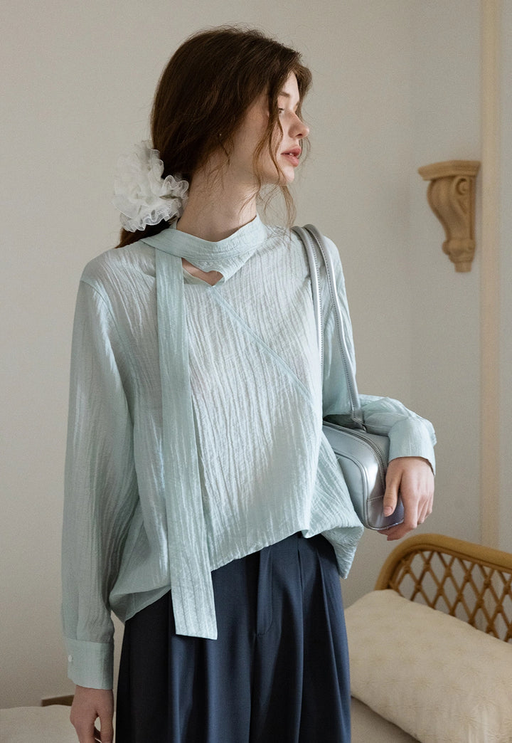 Elegant Tie-Detail Long-Sleeve Blouse