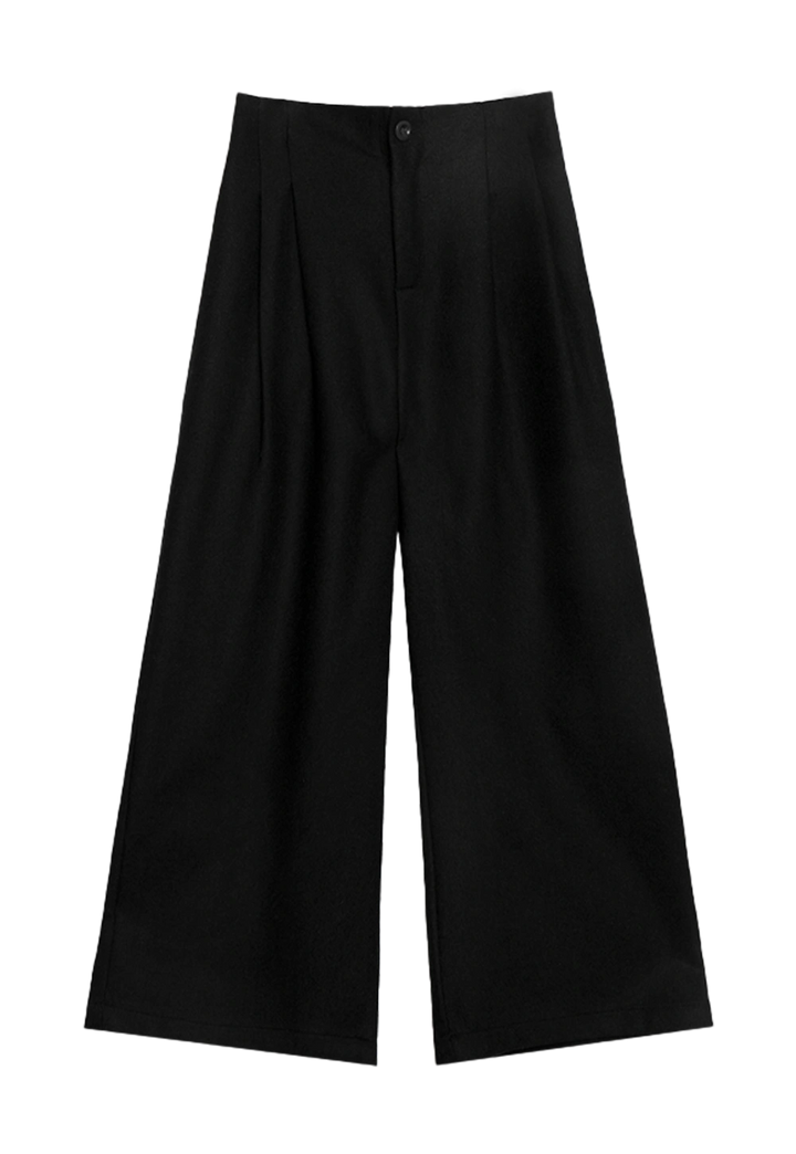 Women's High-Waisted Wide-Leg Pants with Button Closure
