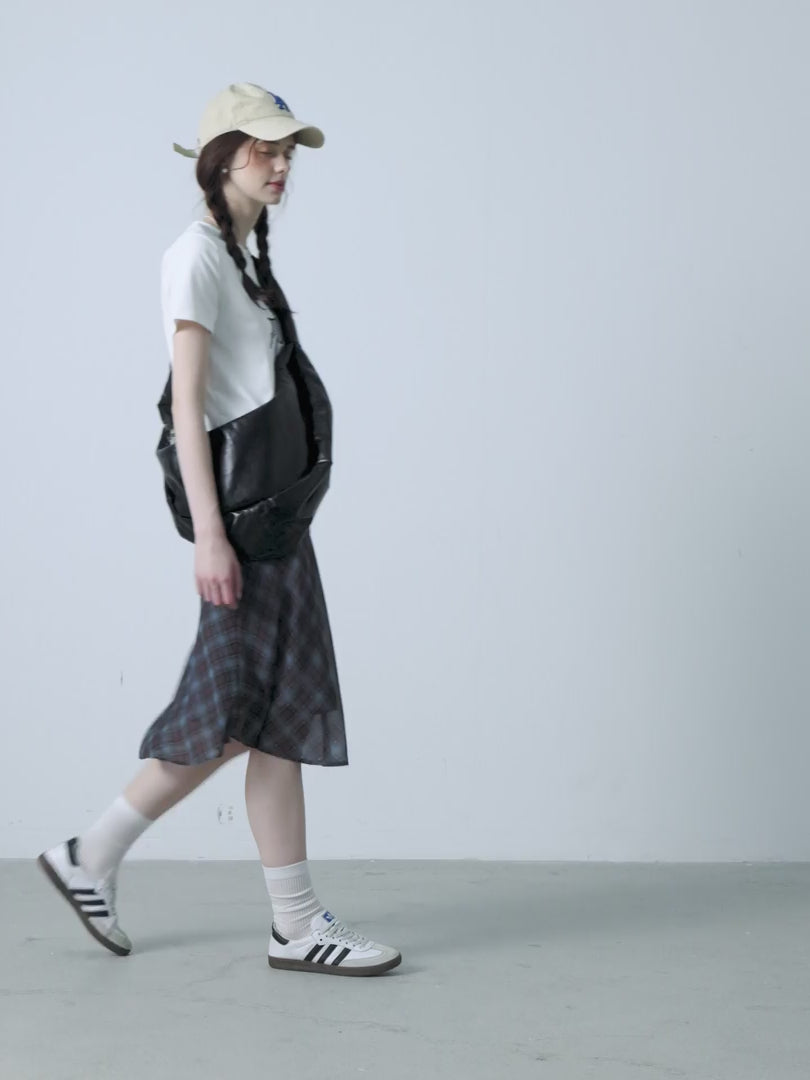 Women's High-Waisted Plaid Midi Skirt
